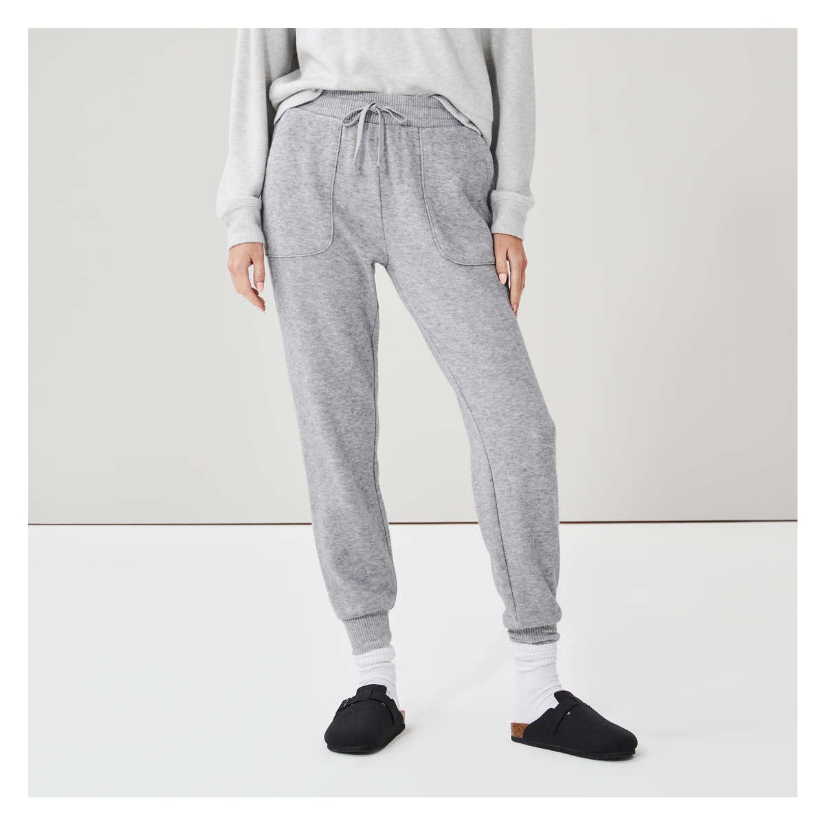 Double Knit Jogger in Light Grey Mix from Joe Fresh